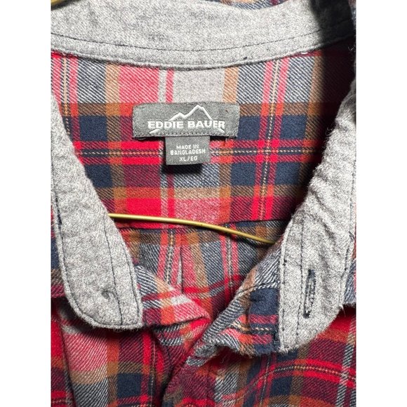 Eddie Bauer Shirt Mens xl Red Plaid Long Sleeve Button Down Flannel - Picture 3 of 5